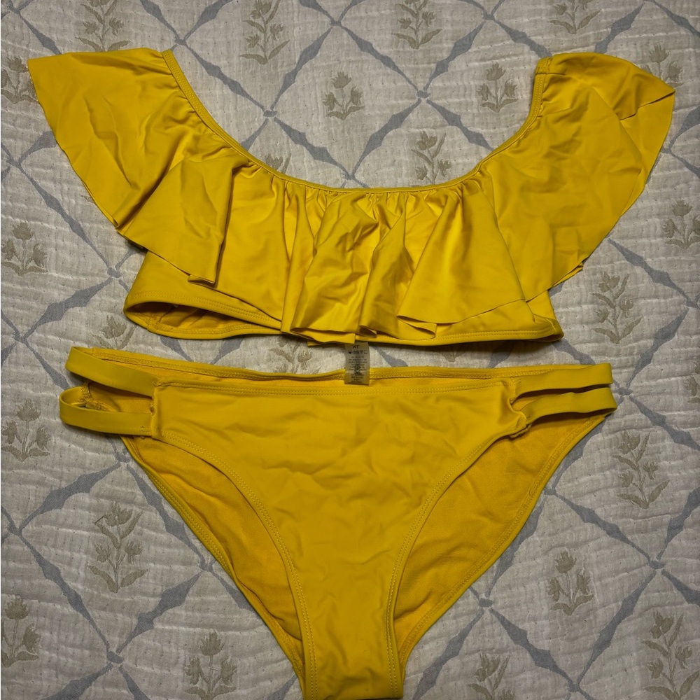 Kensie Vibrant Yellow Ruffle Bikini